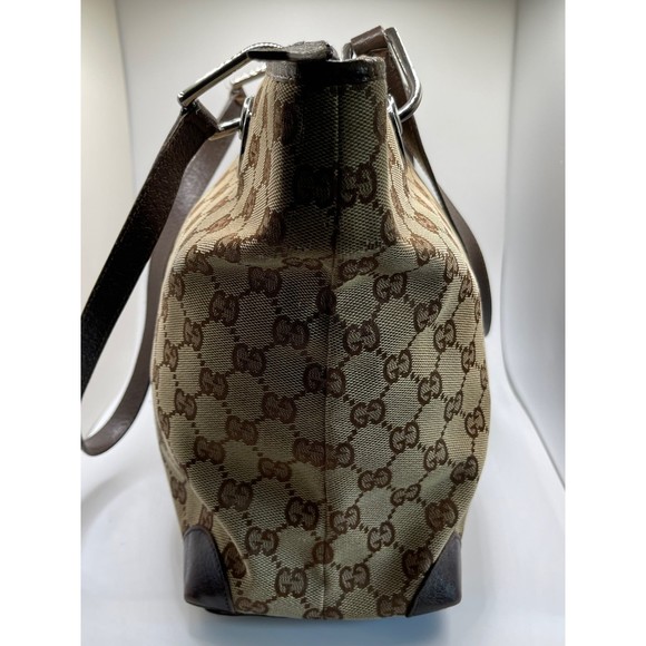 Authentic Gucci GG Leather & Canvas Eclipse Tote Bag Hand Purse - Picture 3 of 12